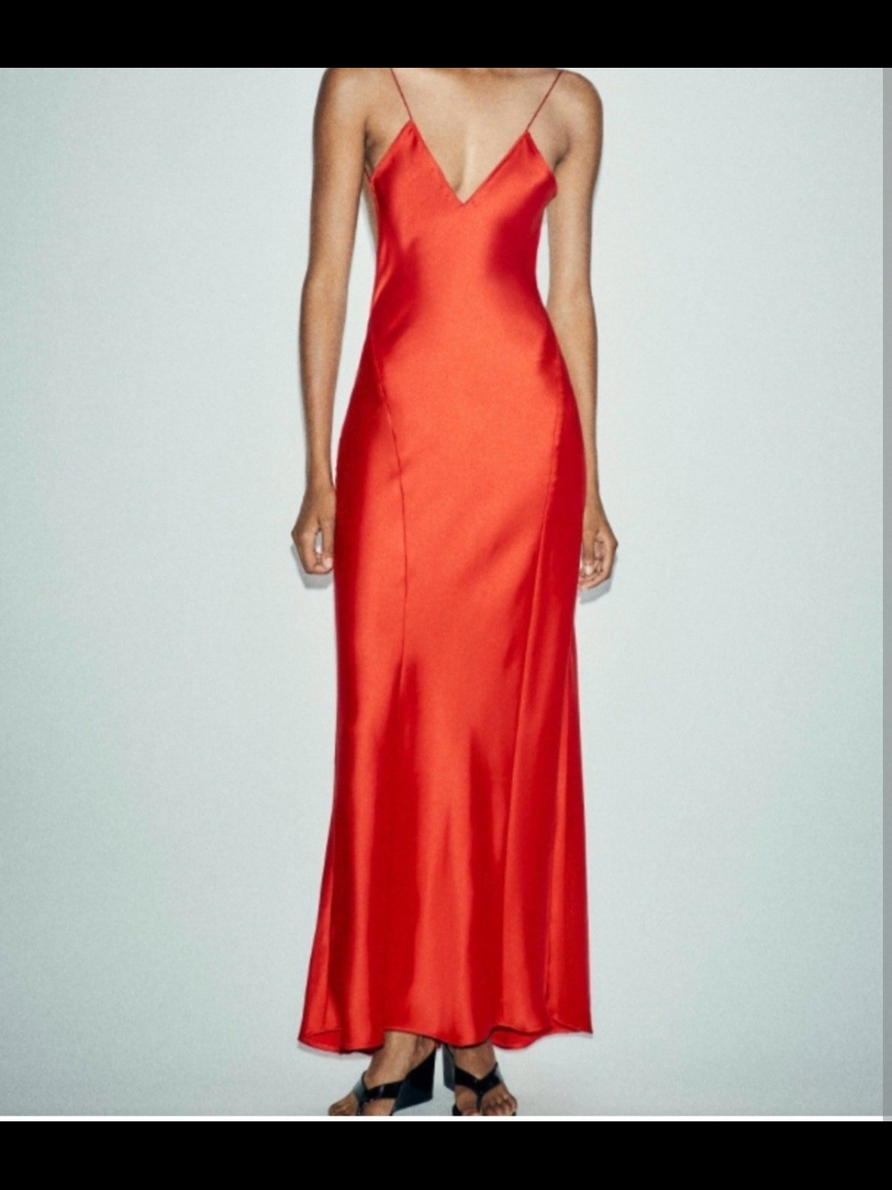 Zara Red Satin Maxi Slip Dress
